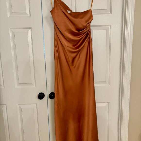 Revelry Jade Satin Dress | Copper - 725 - Picture 2 of 6